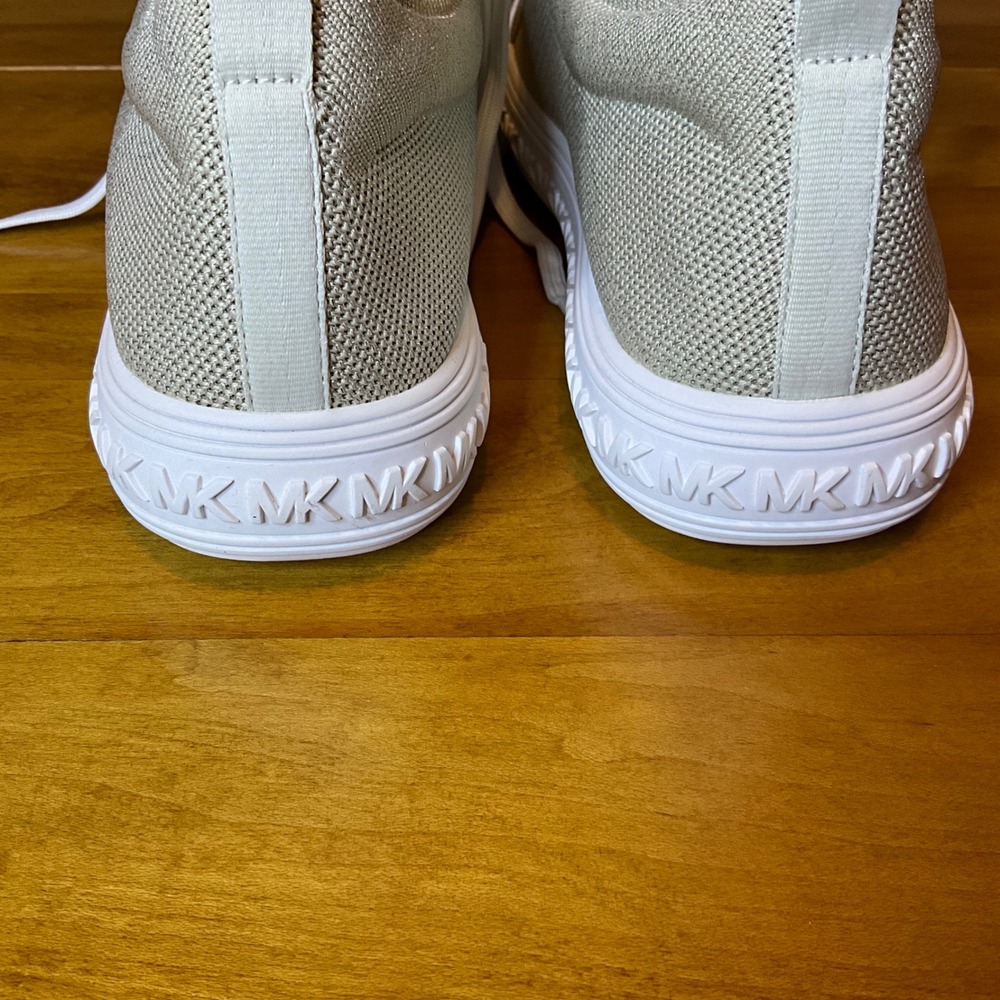 Michael Kors Women Beige Gold Metallic Lace Up Low Top‎ Sneakers Shoes SZ 11 New - Picture 4 of 10